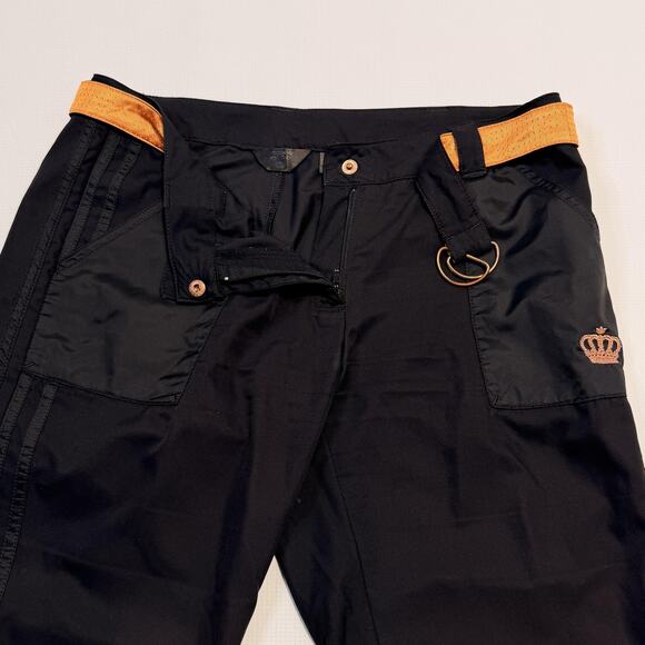 Adidas Pants Womens 8 Black Track Joggers Belted Stripes Crown Logo Missy Elliot - Picture 9 of 11